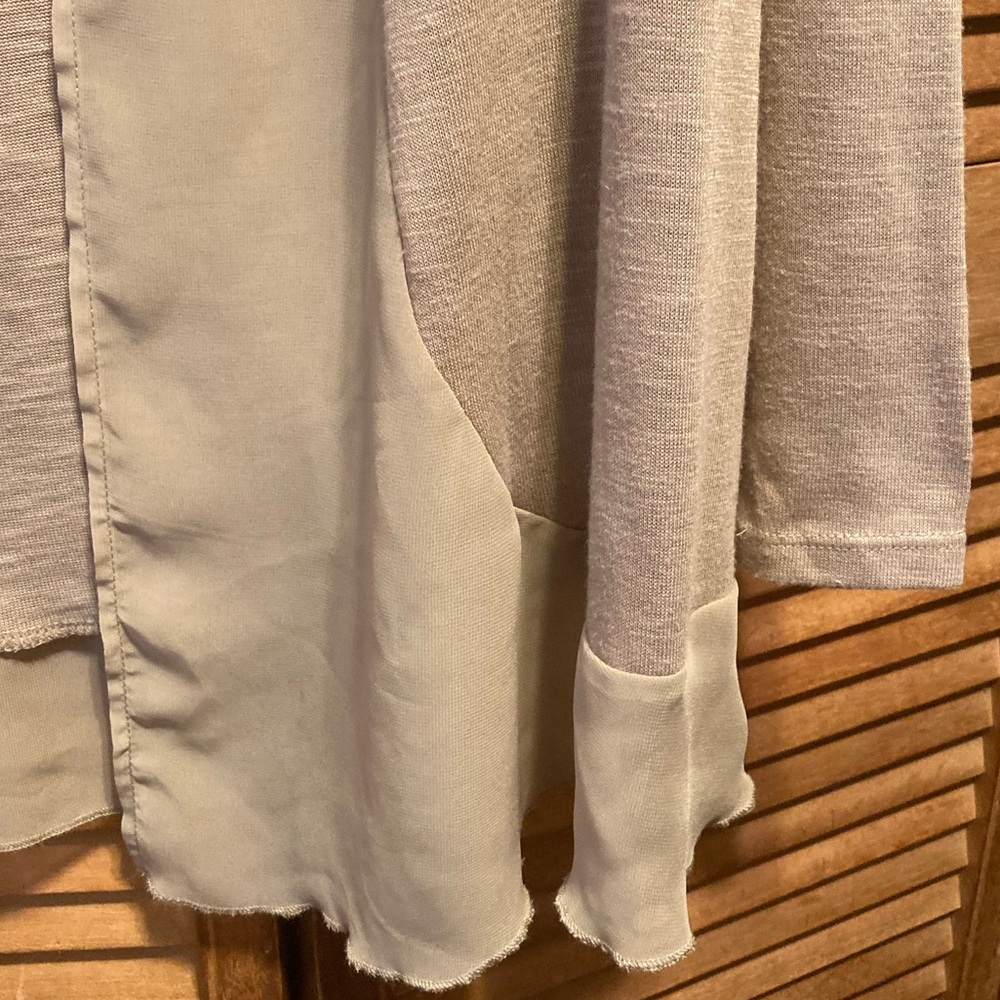 Metaphor Tan Open Front Chiffon Trim Cardigan - image 8